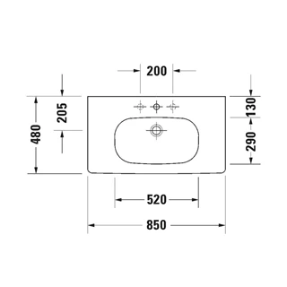 Duravit D-Code mosdó bútorra tehető 85*48 cm 03428500002 Duravit D-Code mosdó bútorra tehető 85*48 cm 03428500002