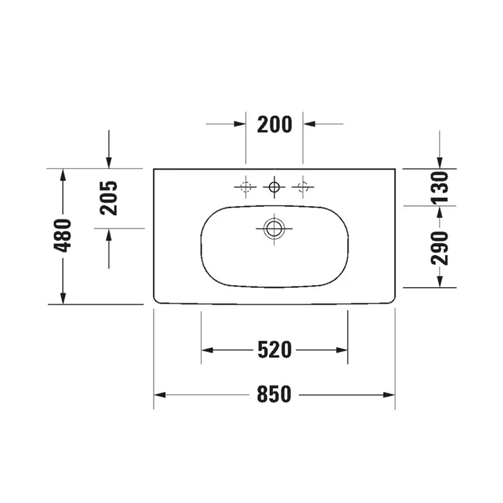 Duravit D-Code mosdó bútorra tehető 85*48 cm 03428500002 Duravit D-Code mosdó bútorra tehető 85*48 cm 03428500002