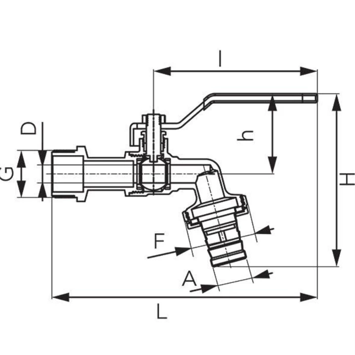 Ferro F-Comfort kerti golyóscsap kezelőkarral fém tömlőcsatlakozóval BB 3/4" KCN2 Ferro F-Comfort kerti golyóscsap kezelőkarral fém tömlőcsatlakozóval BB 3/4" KCN2
