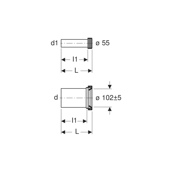 Geberit csatlakozókészlet fali WC-hez, 30 cm-es hossz, d90/45mm, matt króm 152.441.46.1 Geberit csatlakozókészlet fali WC-hez, 30 cm-es hossz, d90/45mm, matt króm 152.441.46.1