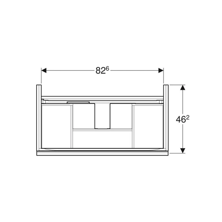 Geberit Acanto alsó szekrény mosdóhoz, 89x53,5x47,5cm, matt lakkozott homokszürke/fényes homokszürke üveg 500.612.JL.2 Geberit Acanto alsó szekrény mosdóhoz, 89x53,5x47,5cm, matt lakkozott homokszürke/fényes homokszürke üveg 500.612.JL.2