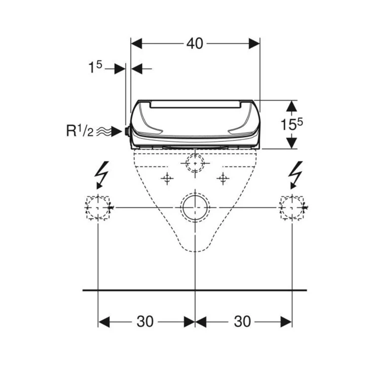 Geberit AquaClean 4000 WC kerámiára szerelhető berendezés, alpin fehér 146.130.11.2