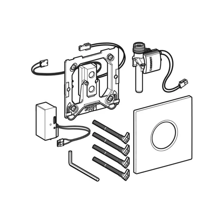 Geberit vizeldevezérlés elektronikus működtetéssel, hálózati üzem, 01 típusú takarólap, matt króm 116.021.46.5