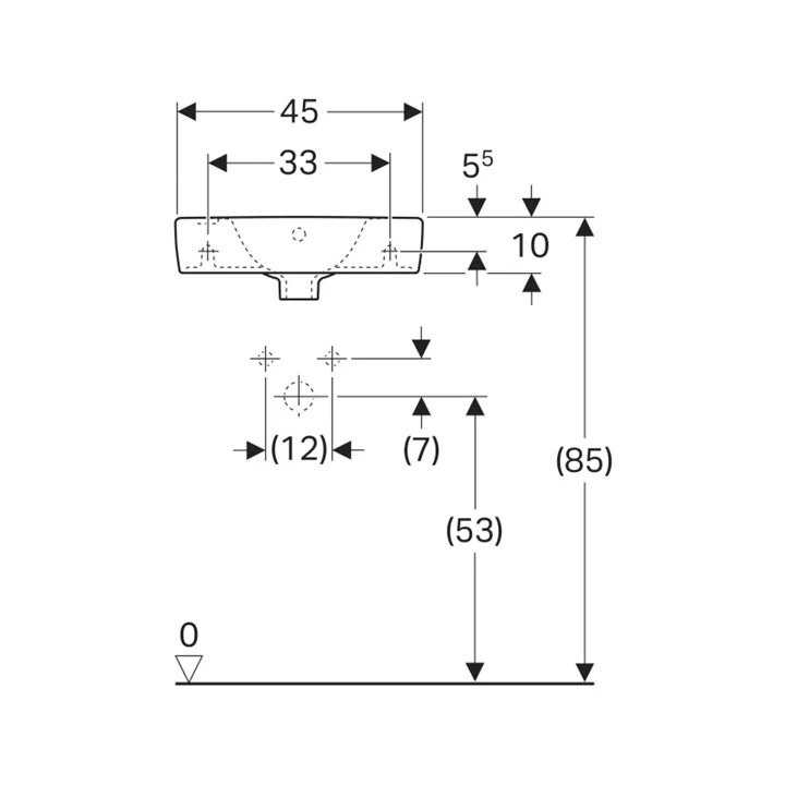 Geberit Selnova Compact kézmosó, 45x15x25cm, csaplyuk jobb oldalt, túlfolyóval 500.318.01.1 Geberit Selnova Compact kézmosó, 45x15x25cm, csaplyuk jobb oldalt, túlfolyóval 500.318.01.1