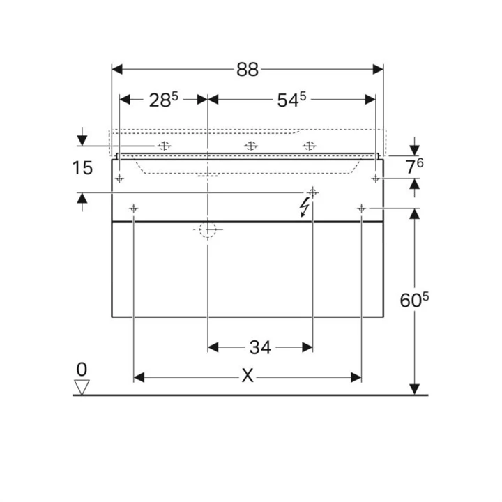 Geberit Xeno2 alsó szekrény mosdóhoz, 88x53x46,2cm, szifonkivágással, fehér/magasfényű lakkozott felület 500.515.01.1 Geberit Xeno2 alsó szekrény mosdóhoz, 88x53x46,2cm, szifonkivágással, fehér/magasfényű lakkozott felület 500.515.01.1