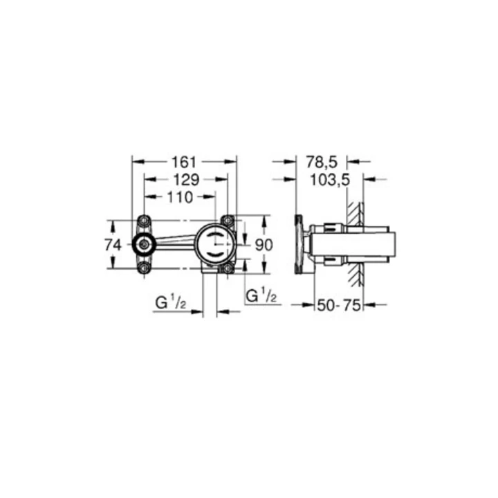 Grohe Eurodisc Joy egykaros fali mosdócsaptelephez falba építhető test 23429000 Grohe Eurodisc Joy egykaros fali mosdócsaptelephez falba építhető test 23429000