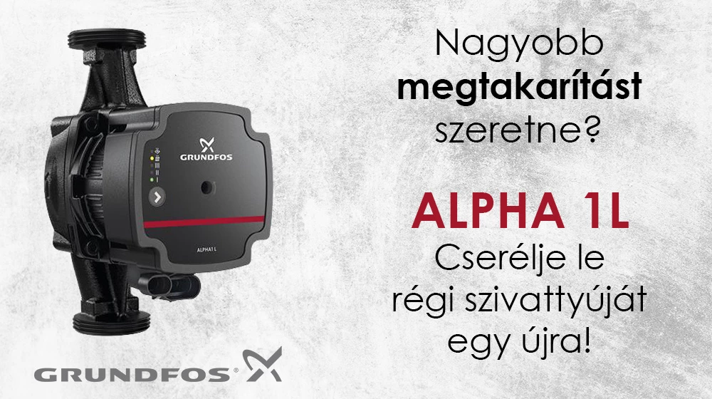 Grundfos - Alpha1 L keringető szivattyú, az elérhető energiahatékonyság