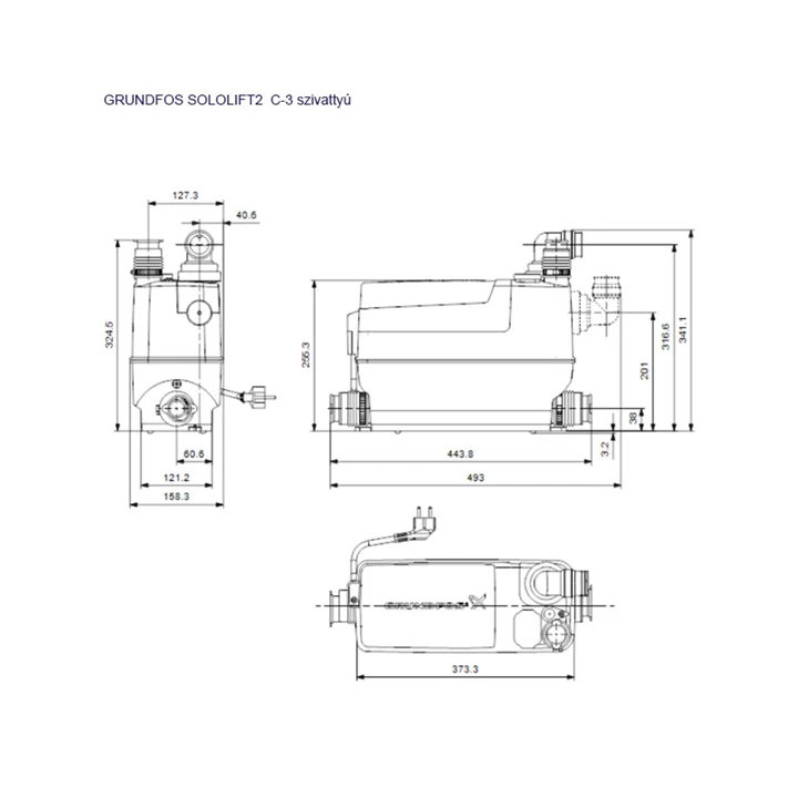 Grundfos Sololift2 C-3 szivattyú 97775317 Grundfos Sololift2 C-3 szivattyú 97775317