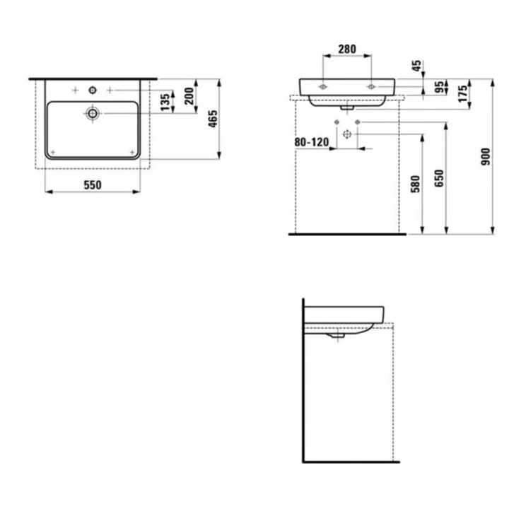 Laufen Pro S mosdó csiszolt alsó felülettel 55x46.5 cm, csaplyuk nélkül H8169620001091 Laufen Pro S mosdó csiszolt alsó felülettel 55x46.5 cm, csaplyuk nélkül H8169620001091