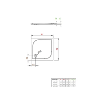 Radaway Delos C szögletes lapos zuhanytálca 80x80 fehér ajándék szifonnal SDC0808-01