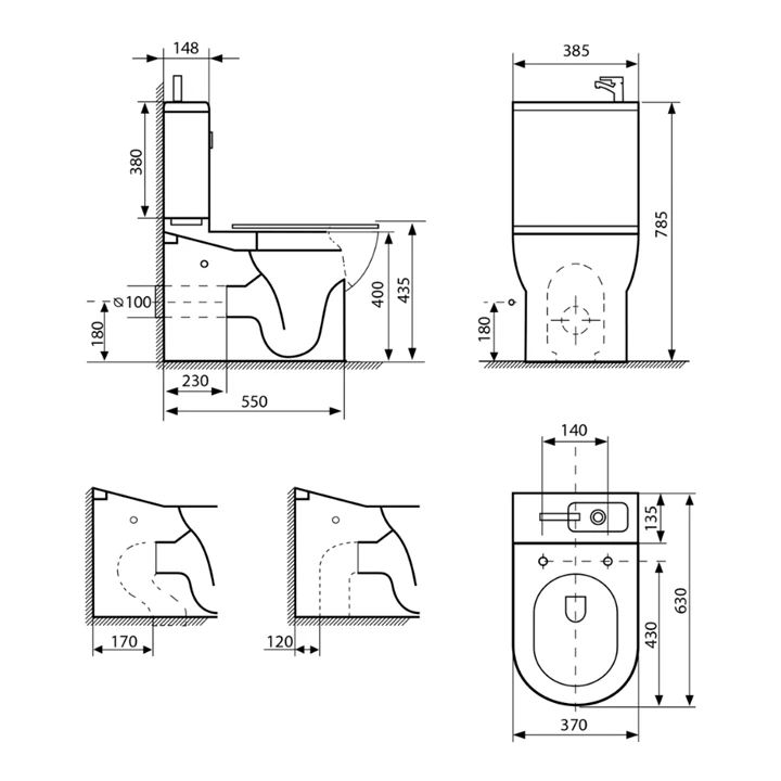 Sapho aqualine jalta hygie monoblokkos wc kompletten kézmosóval,ülőke nélkül alsó/hátsó kifolyású PB103H